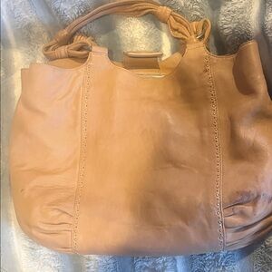 Sigrid Olsen Caramel Tan Lamb Leather Braided-Handle Tote